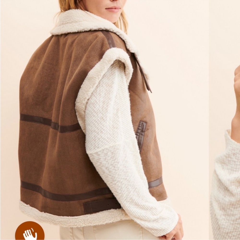 Moon River Brown and Cream Teddy Jacket - Picture 4 of 7